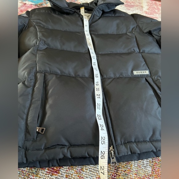 EUC Vintage Guess down puffer coat women’s small black zip up jacket unisex top - Picture 4 of 16